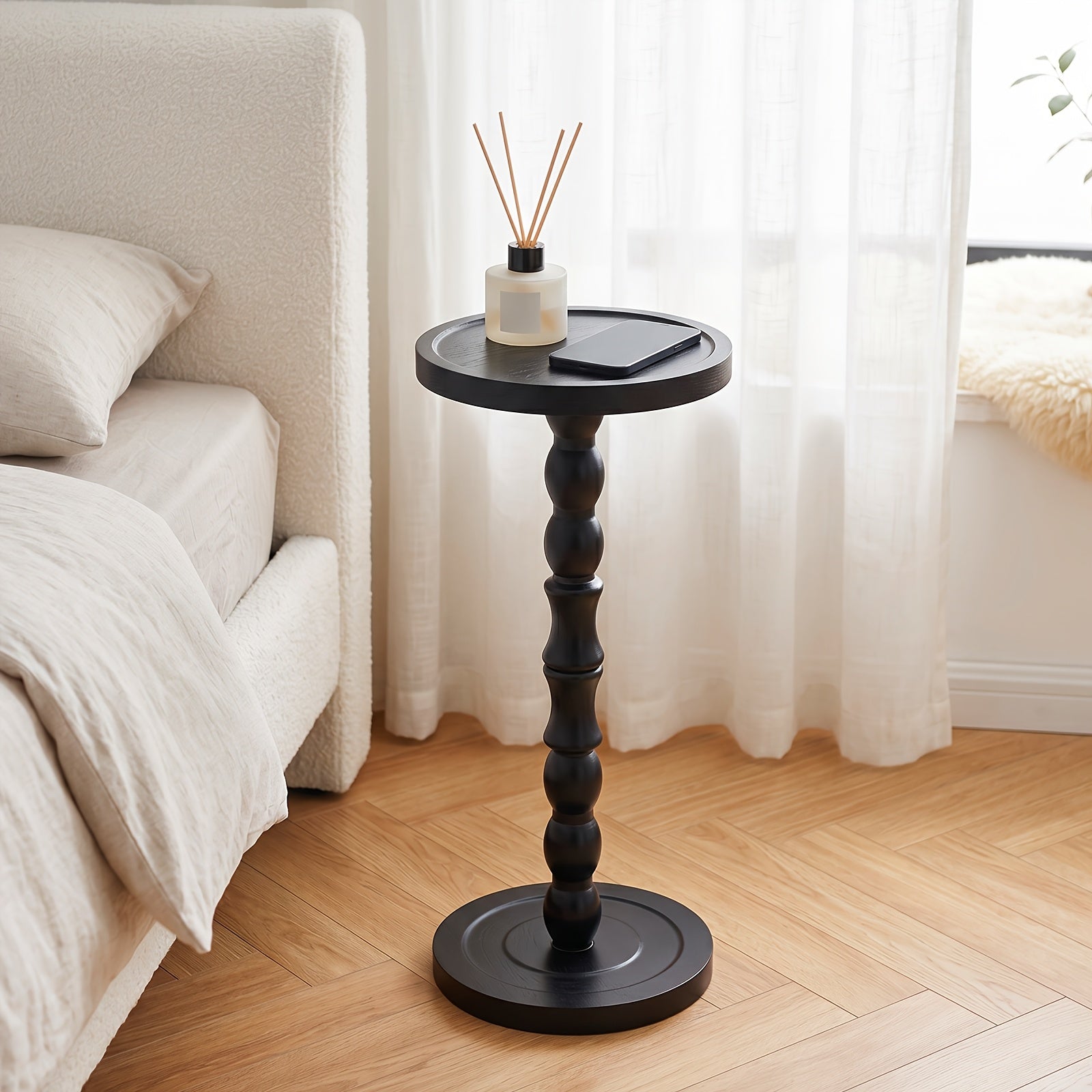 Side Table shown in the Solid Wood Style Black option