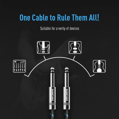 SONICAKE 20-Foot Guitar Cable, Braided 1/4-Inch Right-Angle TS Cord detail image - detail view 3