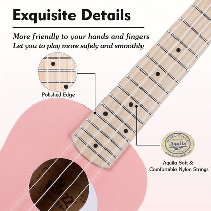 Soprano Ukulele, Portable, 21 Inch, WINZZ, TG-U2, Inch for Lessons and Practice detail image - detail view 14