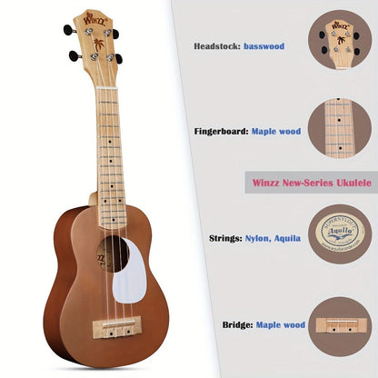 Soprano Ukulele, Portable, 21 Inch, WINZZ, TG-U2, Inch for Lessons and Practice detail image - detail view 9