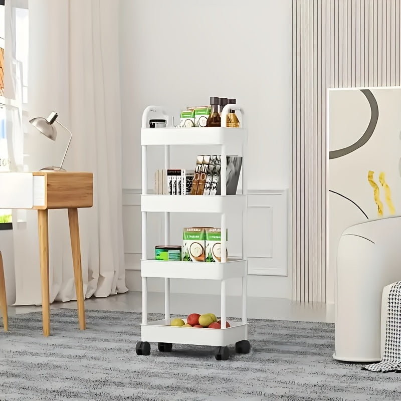 Space-Saving Plastic Rolling Storage Cart with Rolling Wheels detail image - detail view 4