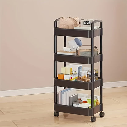 Space-Saving Plastic Rolling Storage Cart with Rolling Wheels detail image - detail view 5