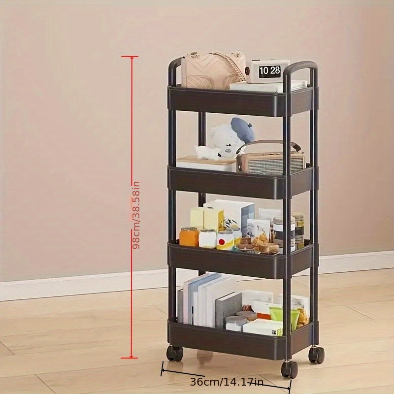 Space-Saving Plastic Rolling Storage Cart with Rolling Wheels detail image - detail view 7