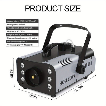 Stage Fog Machine, RGB, Remote Control, 1200W, LED for Stage and Party Lighting detail image