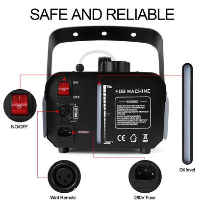 Stage Fog Machine, RGB, Remote Control, 1200W, LED for Stage and Party Lighting detail image - detail view 6