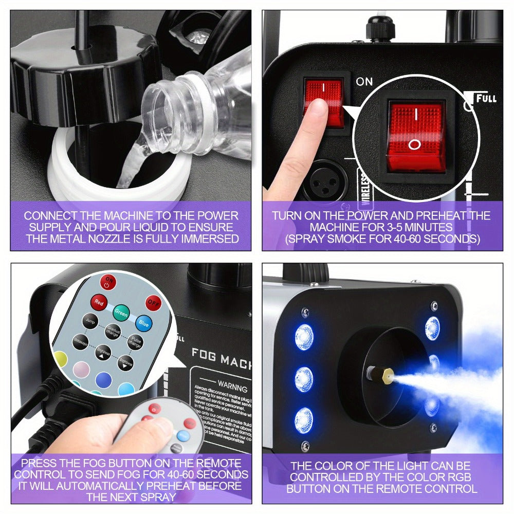 Stage Fog Machine, RGB, Remote Control, 1200W, LED for Stage and Party Lighting detail image - detail view 7