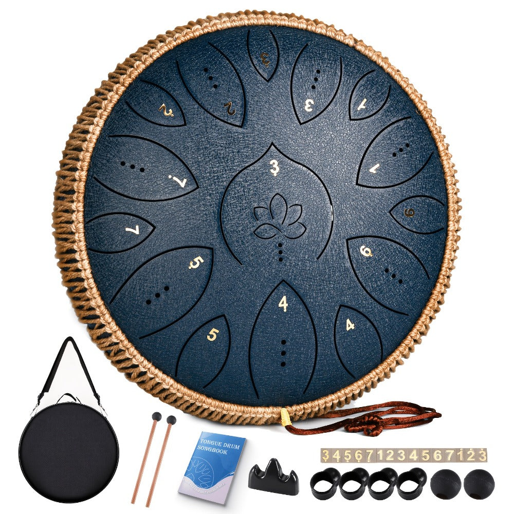 Steel Tongue Drum, 13-Inch 15-Note C Major Set with Mallets and Songbook detail image - detail view 7