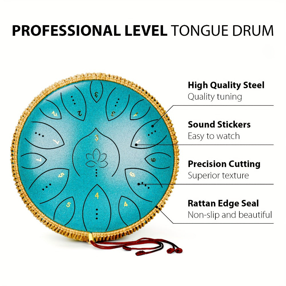 Steel Tongue Drum, 13-Inch 15-Note C Major Set with Mallets and Songbook detail image - detail view 8