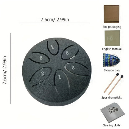Steel Tongue Drum, 3-Inch 6-Note shown in the Black, 1 option