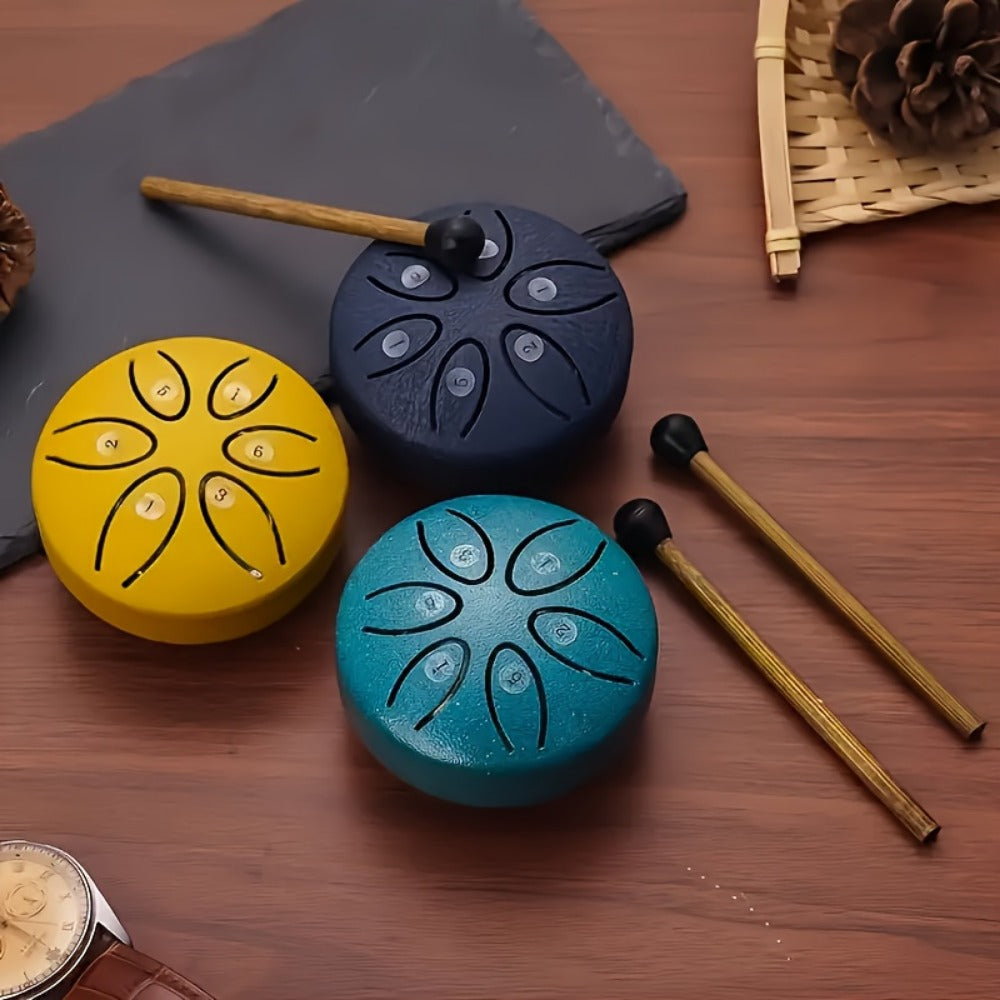 Steel Tongue Drum, 3-Inch 6-Tone Mini Set with Mallets and Learning Guide detail image - detail view 14