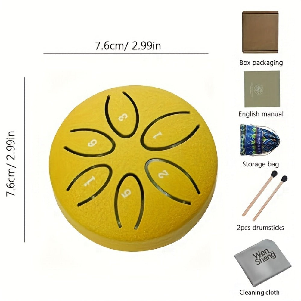 Steel Tongue Drum, 3-Inch 6-Tone Mini Set with Mallets and Learning Guide detail image - detail view 7