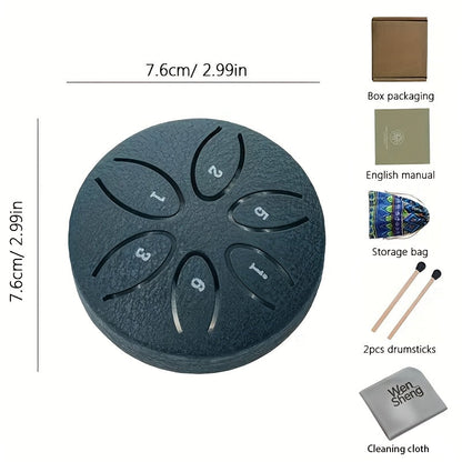 Steel Tongue Drum, 3-Inch 6-Note shown in the navy blue, 1 option