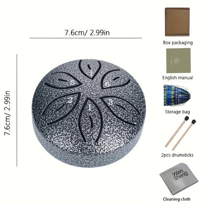 Steel Tongue Drum, 3-Inch 6-Note shown in the X Leaf-Silvery, 1 option