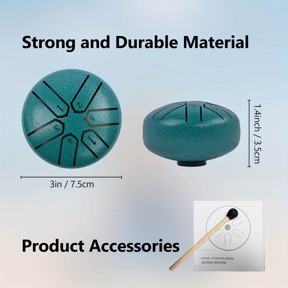 Steel Tongue Drum, 3-Inch 6-Tone Travel Rain Drum for Outdoor Music detail image - detail view 4