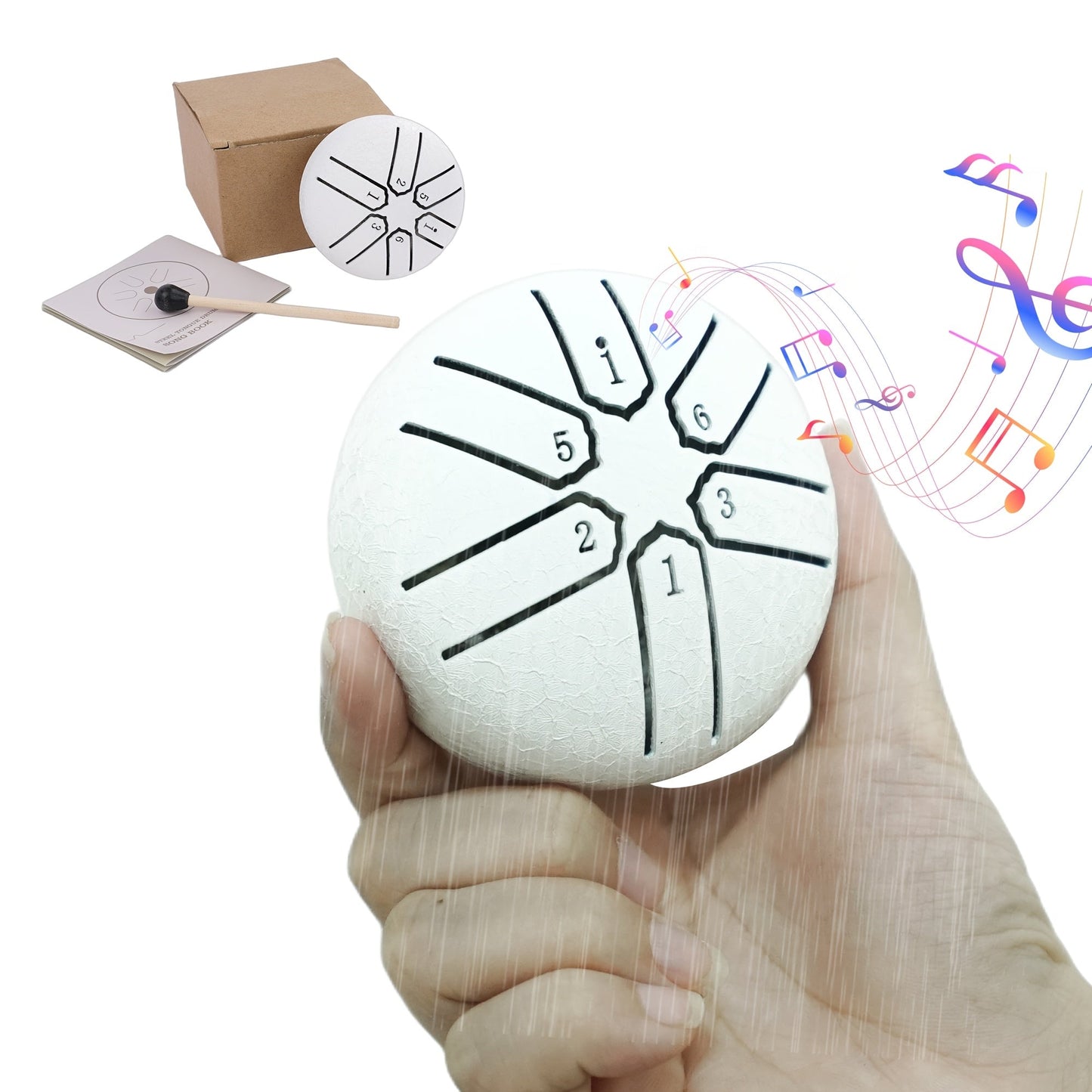 Steel Tongue Drum, 3-Inch 6-Note shown in the White, 6 option