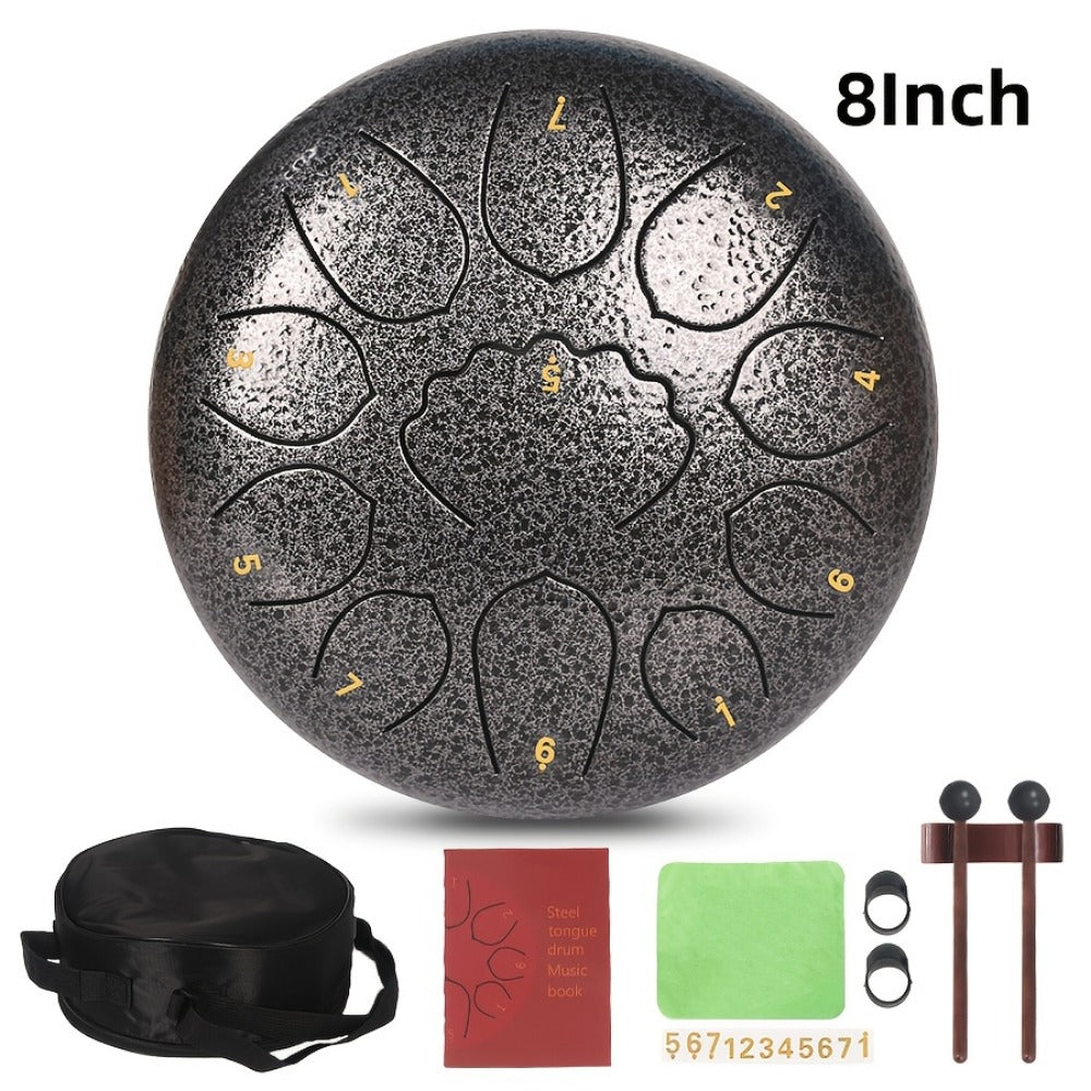 Steel Tongue Drum, 6/8-Inch 8/11-Note Set with Bag, Mallets and Music Book detail image - detail view 3