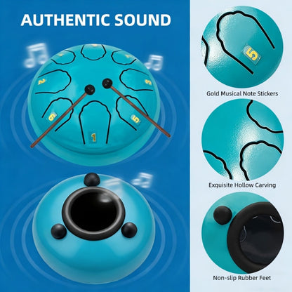 Steel Tongue Drum, 6/8-Inch 8/11-Note Set with Bag, Mallets and Music Book detail image - detail view 4