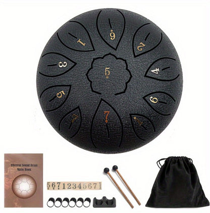 Steel Tongue Drum, 6-Inch 11-Note D Major Set with Bag and Drumsticks detail image - detail view 14