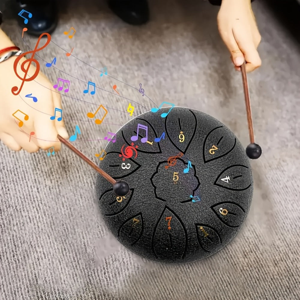 Steel Tongue Drum, 6-Inch 11-Note D Major Set with Bag and Drumsticks detail image - detail view 6