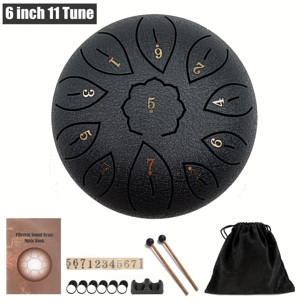 Steel Tongue Drum, 6-Inch 11-Note D Major Set with Bag and Drumsticks detail image - detail view 7