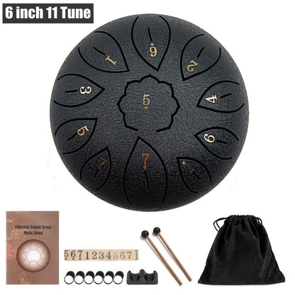 Steel Tongue Drum, 6-Inch 11-Note D Major Set with Bag and Drumsticks detail image - detail view 7