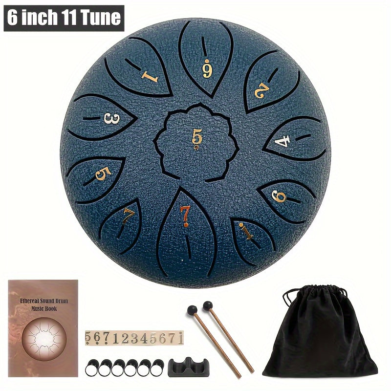Steel Tongue Drum, 6-Inch 11-Note shown in the Navy Blue option