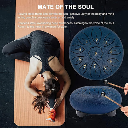 Steel Tongue Drum, 6-Inch 11-Note Set with Drumstick, Bag and Music Book detail image - detail view 6