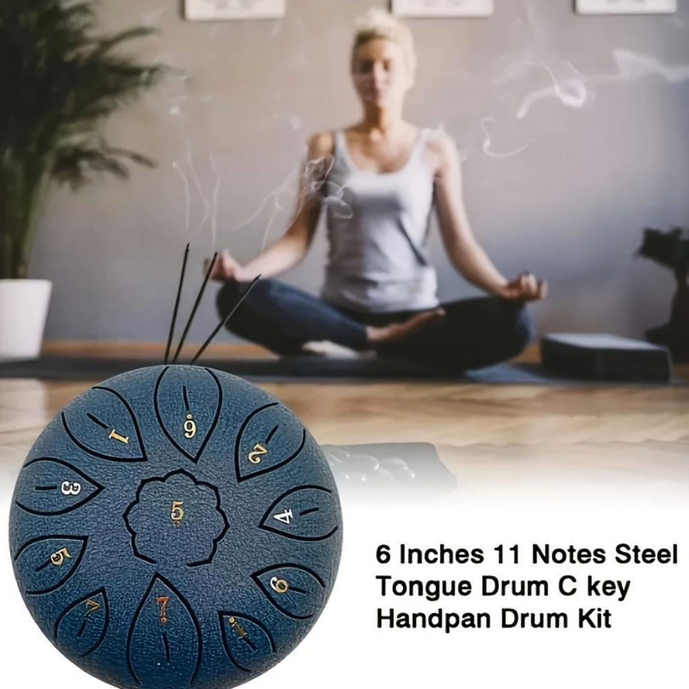 Steel Tongue Drum, 6-Inch 11-Note Set with Drumstick, Bag and Music Book detail image - detail view 8