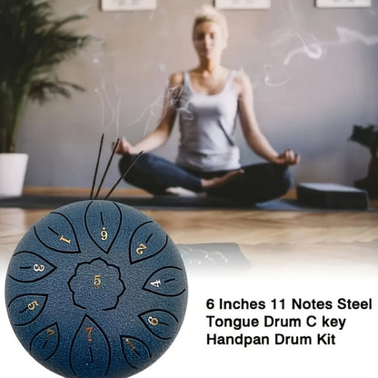 Steel Tongue Drum, 6-Inch 11-Note Set with Drumstick, Bag and Music Book detail image - detail view 8