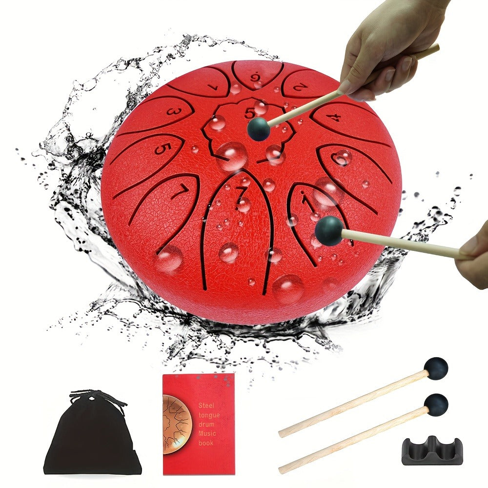 Steel Tongue Drum, 6-Inch 11-Note Set with Drumsticks and Music Book detail image - detail view 16
