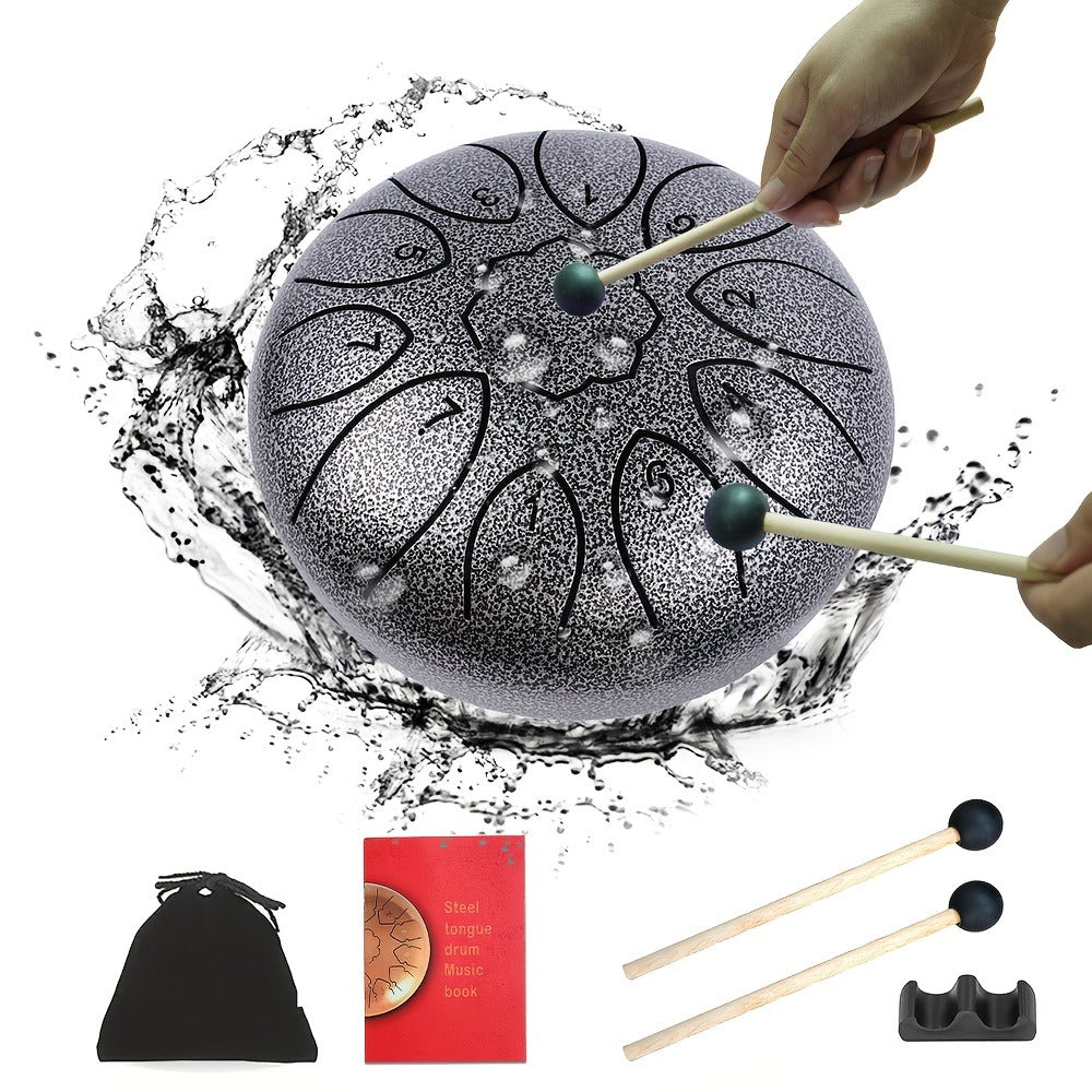 Steel Tongue Drum, 6-Inch 11-Note Set with Drumsticks and Music Book detail image - detail view 17