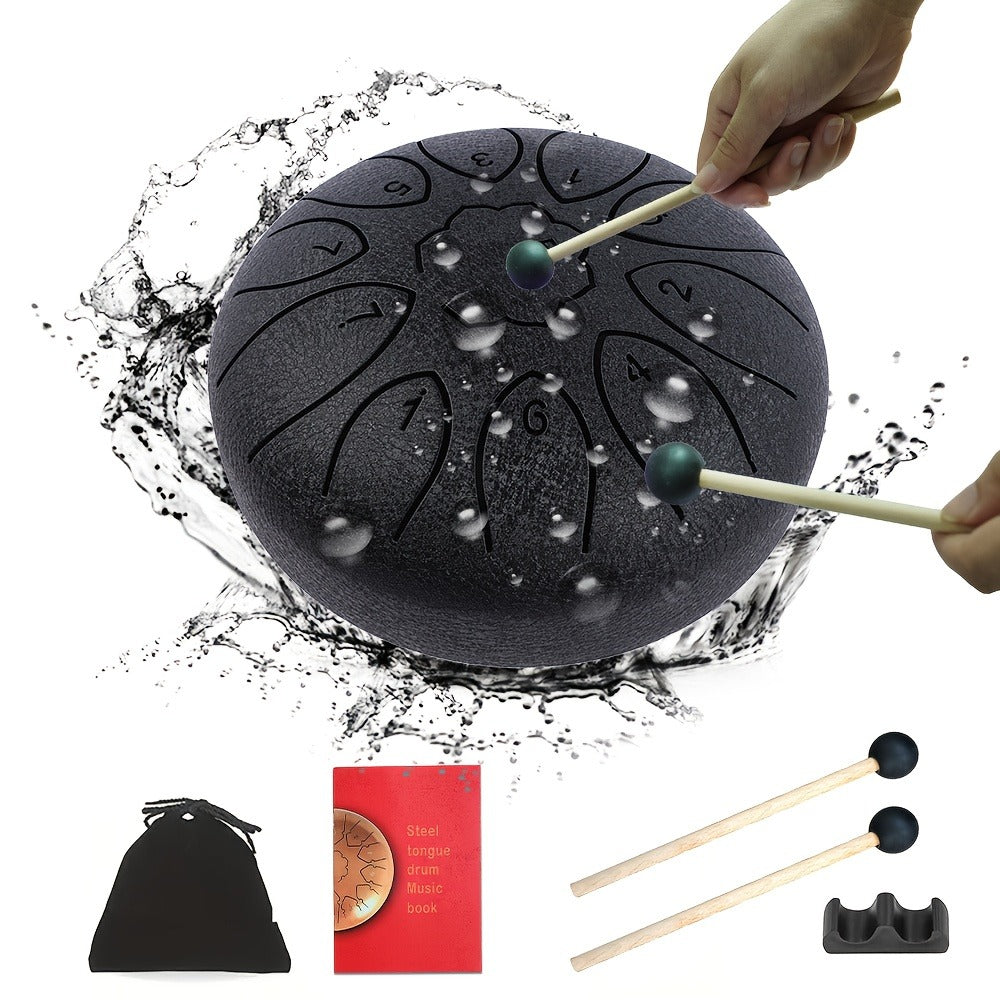 Steel Tongue Drum, 6-Inch 11-Note Set with Drumsticks and Music Book detail image - detail view 18