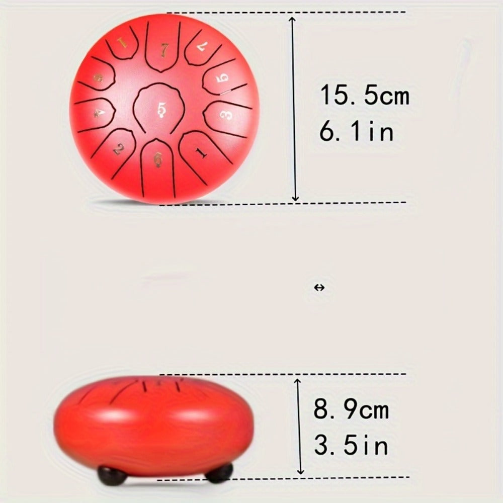 Steel Tongue Drum, 6-Inch 11-Tone Set with Tote, Mallets and Finger Cots detail image