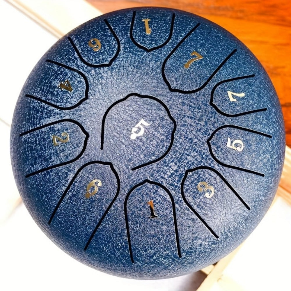 Steel Tongue Drum, 6-Inch 11-Tone Set with Tote, Mallets and Finger Cots detail image - detail view 8