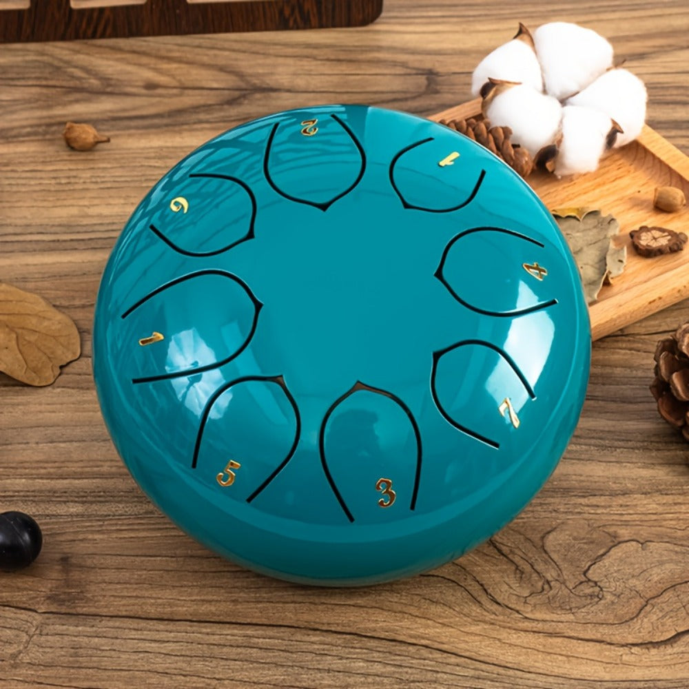Steel Tongue Drum, 6-Inch 8-Tone Hand Drum with Mallet and Sheet Music detail image - detail view 13