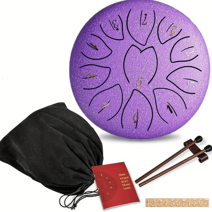 Steel Tongue Drum, 6-Inch 8-Tone Hand Drum with Mallet and Sheet Music detail image - detail view 14
