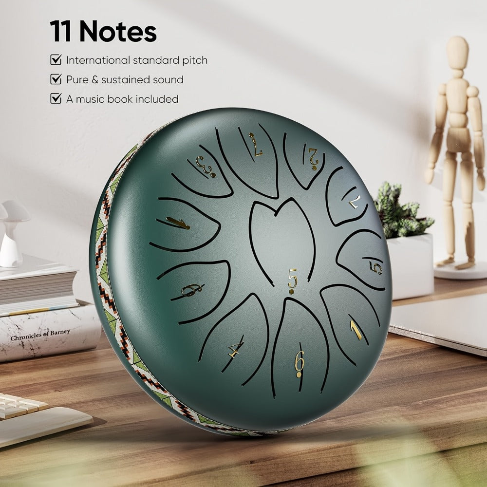 Steel Tongue Drum, 6-Inch 8-Tone Hand Drum with Mallet and Sheet Music detail image - detail view 16