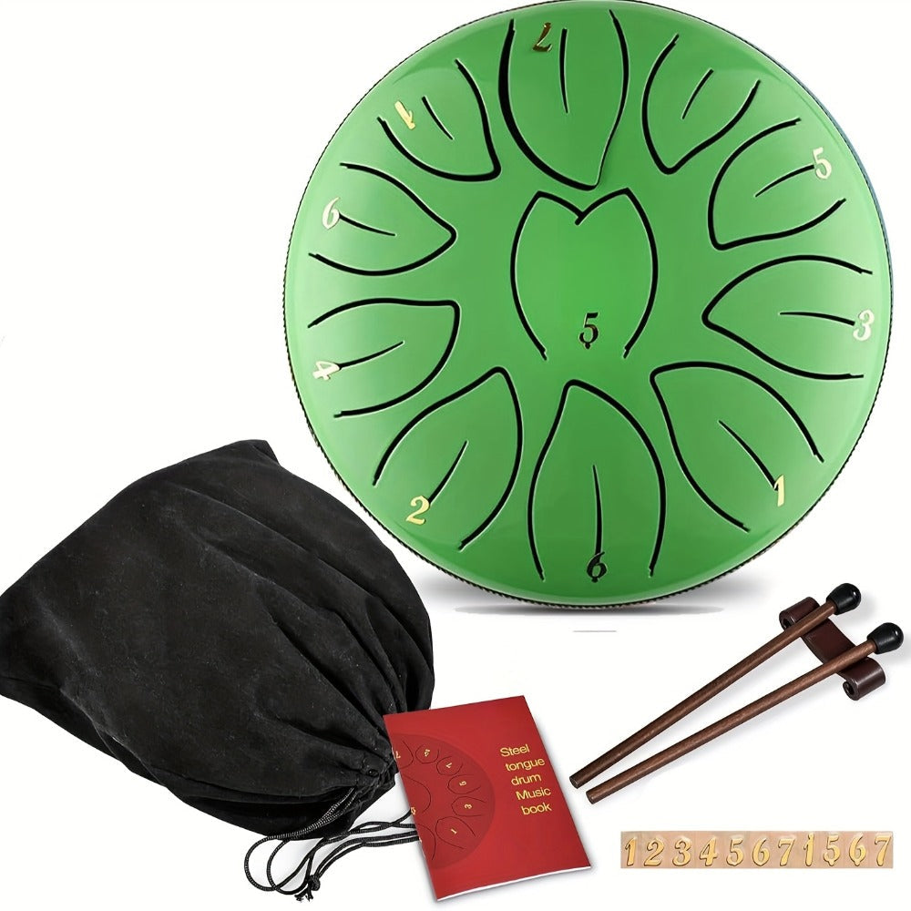 Steel Tongue Drum, 6-Inch 8-Tone Hand Drum with Mallet and Sheet Music detail image - detail view 19