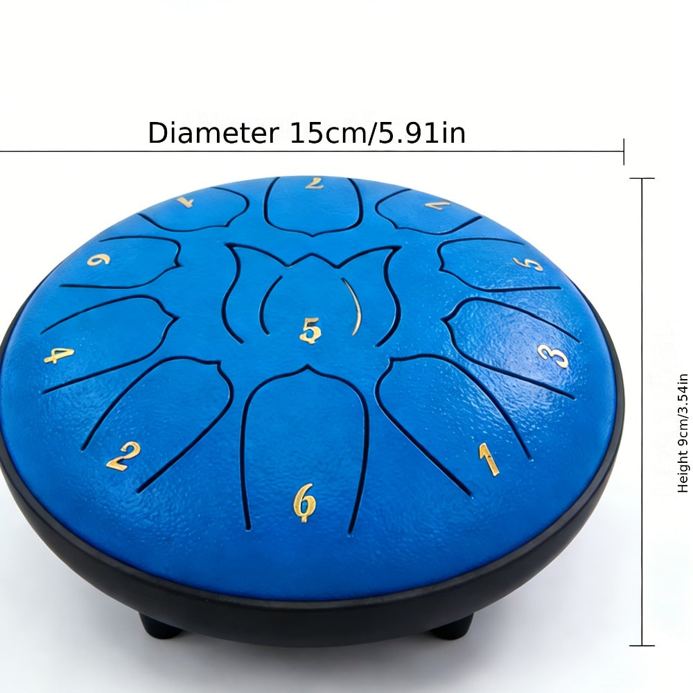 Steel Tongue Drum, 6-Inch 8-Tone Hand Drum with Mallet and Sheet Music detail image - detail view 4