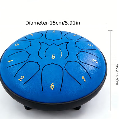 Steel Tongue Drum, 6-Inch 8-Tone Hand Drum with Mallet and Sheet Music detail image - detail view 4