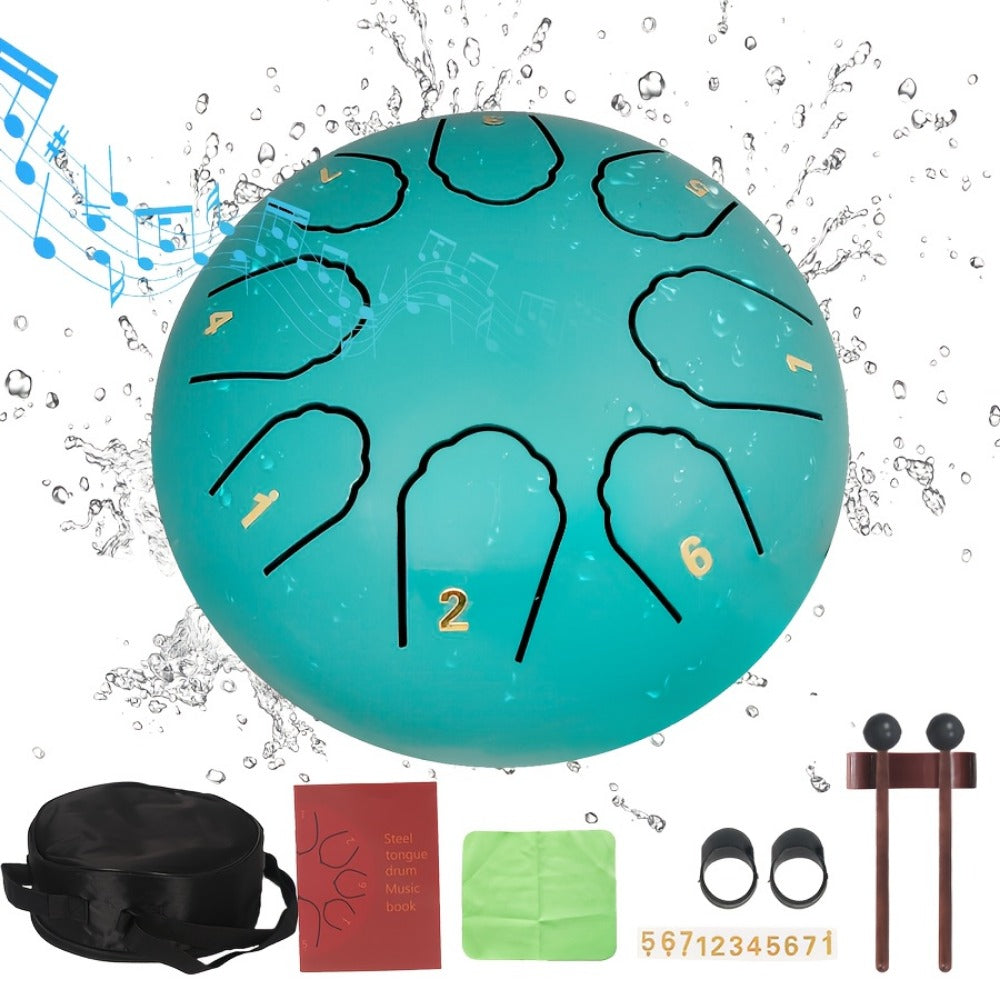 Steel Tongue Drum, 8-Inch 11-Note Rain Drum Set with Bag and Mallet Holder detail image - detail view 11