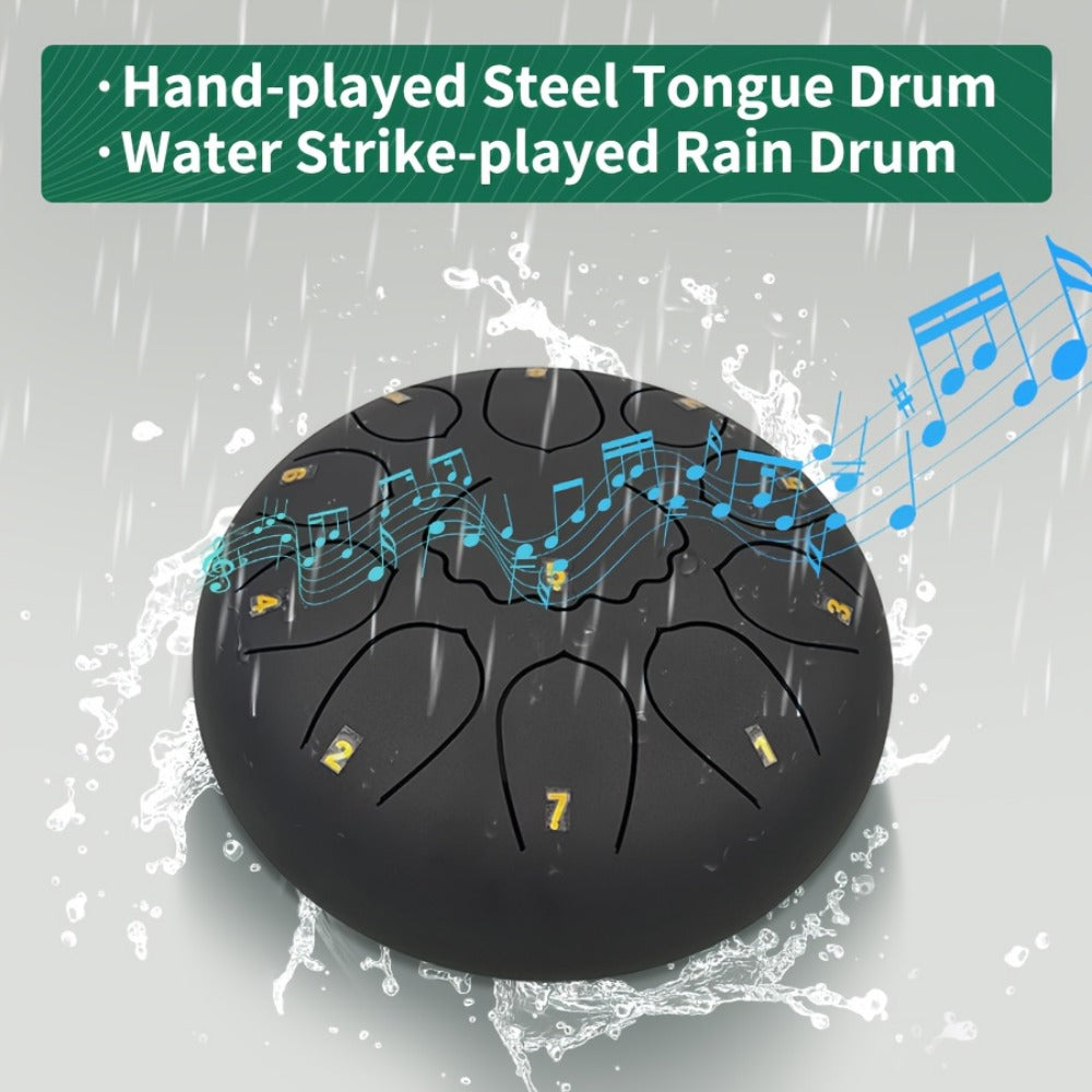Steel Tongue Drum, 8-Inch 11-Note Rain Drum Set with Bag and Mallet Holder detail image - detail view 14