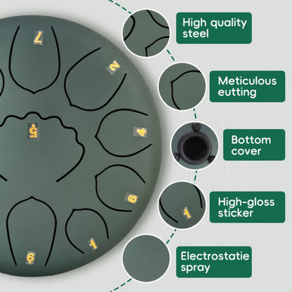 Steel Tongue Drum, 8-Inch 11-Note Rain Drum Set with Bag and Mallet Holder detail image