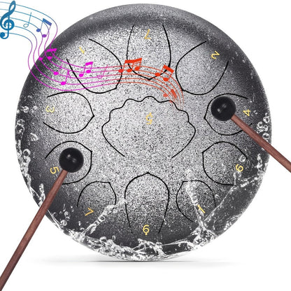 Steel Tongue Drum, 8-Inch 11-Note Rain Drum Set with Bag and Mallet Holder detail image - detail view 3