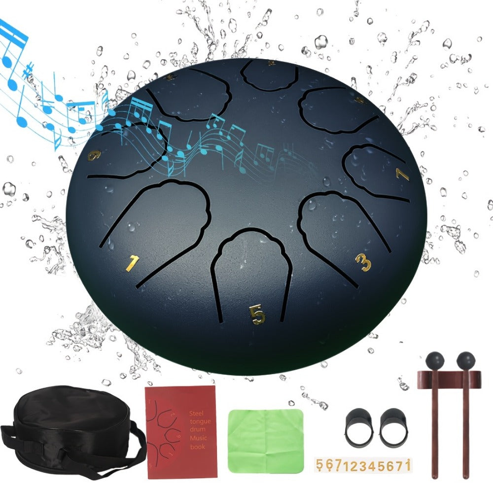 Steel Tongue Drum, 8-Inch 11-Note Rain Drum Set with Bag and Mallet Holder detail image - detail view 9