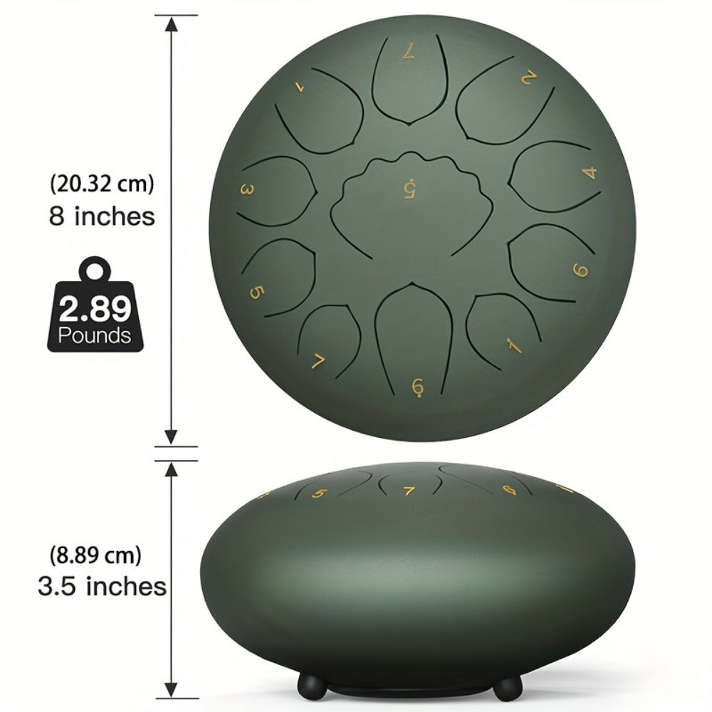 Steel Tongue Drum, 8-Inch 11-Tone Set with Bag, Mallets and Music Book detail image