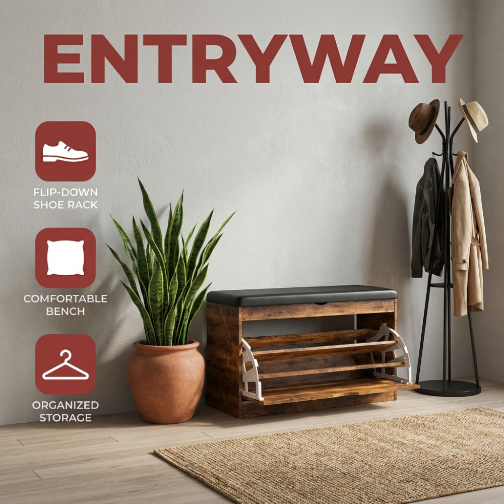 Storage Stool with Hidden Storage and Padded Seat for Entryway detail image - detail view 13