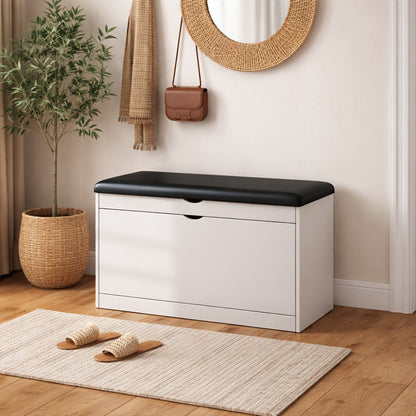Storage Stool with Hidden Storage and Padded Seat for Entryway detail image - detail view 3