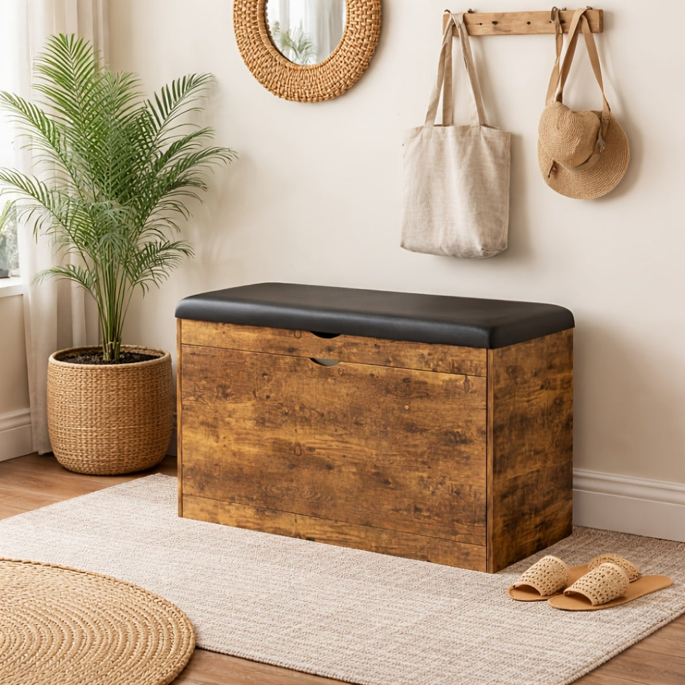 Storage Stool with Hidden Storage and Padded Seat for Entryway detail image - detail view 5