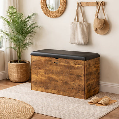 Storage Stool with Hidden Storage and Padded Seat for Entryway detail image - detail view 5
